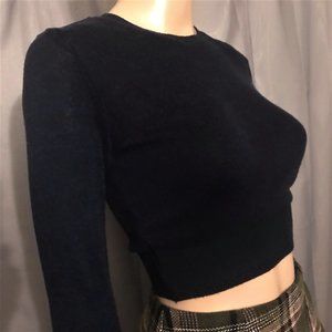 American Apparel Navy Cropped Knit Navy Sweater